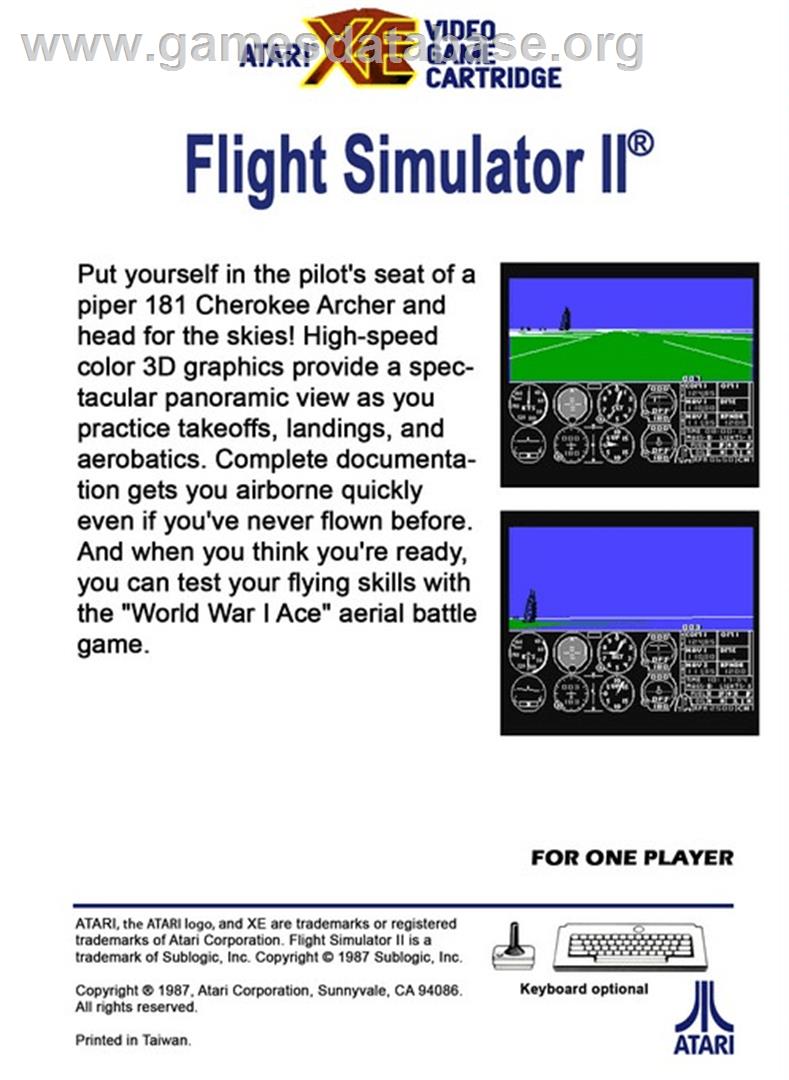 Flight Simulator 2 - Atari 8-bit - Artwork - Box Back