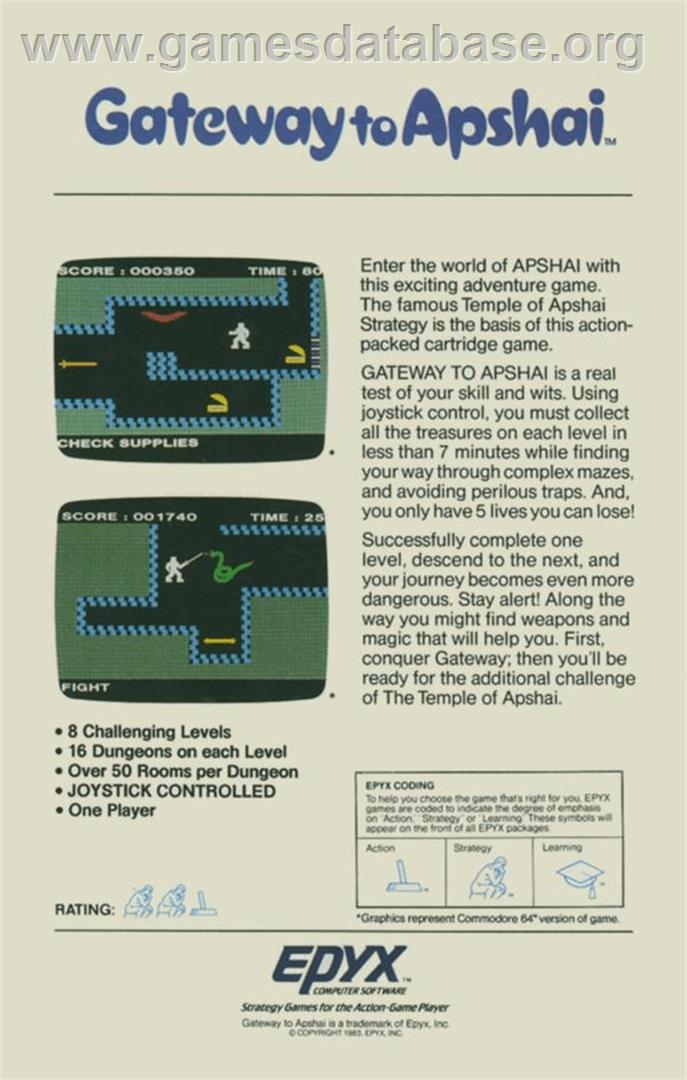 Gateway to Apshai - Atari 8-bit - Artwork - Box Back