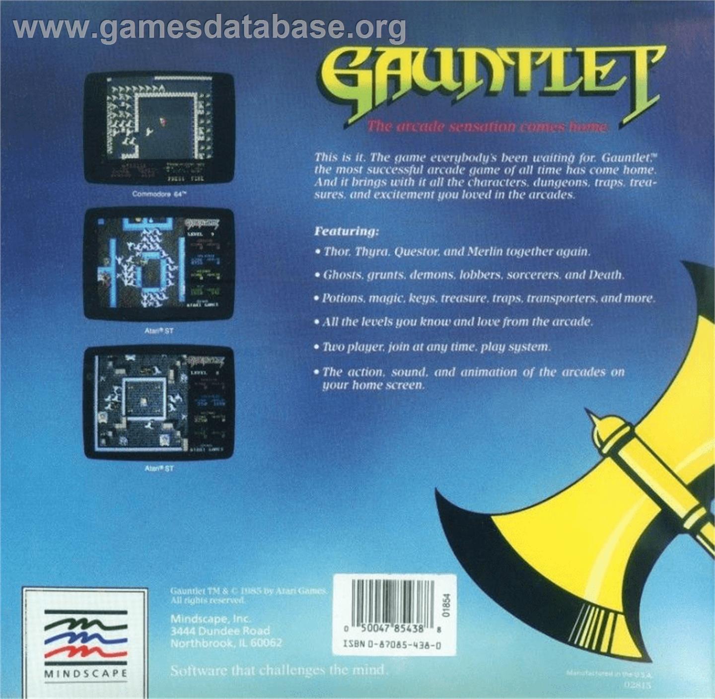 Gauntlet - Atari 8-bit - Artwork - Box Back