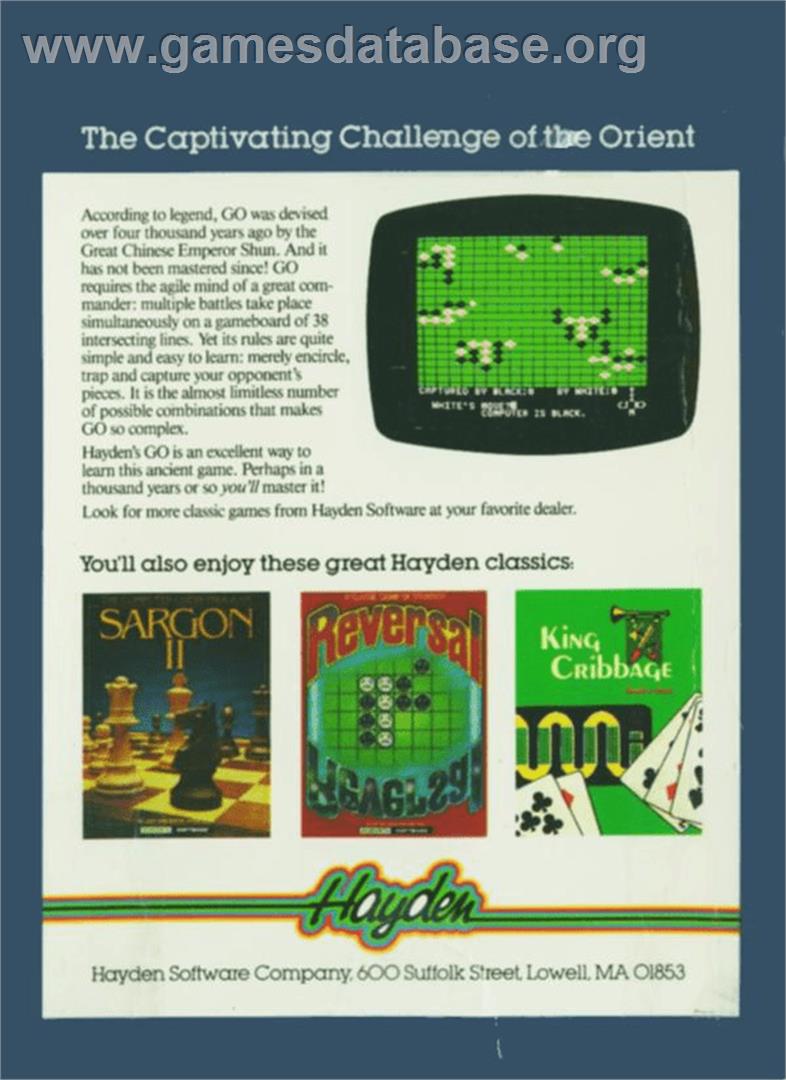 Go - Atari 8-bit - Artwork - Box Back