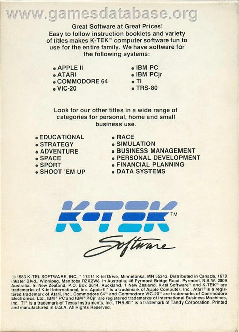 Gorgon - Atari 8-bit - Artwork - Box Back