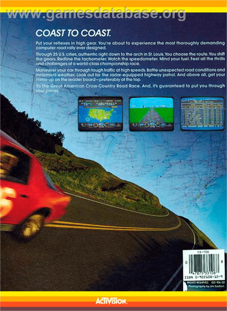 Great American Cross-Country Road Race - Atari 8-bit - Artwork - Box Back