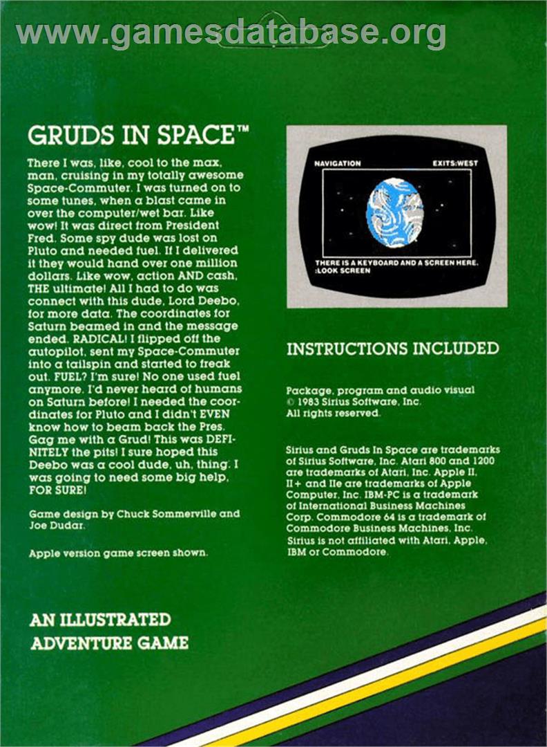 Gruds In Space - Atari 8-bit - Artwork - Box Back