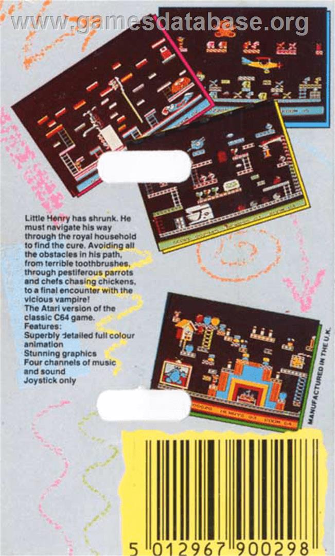 Henry's House - Atari 8-bit - Artwork - Box Back