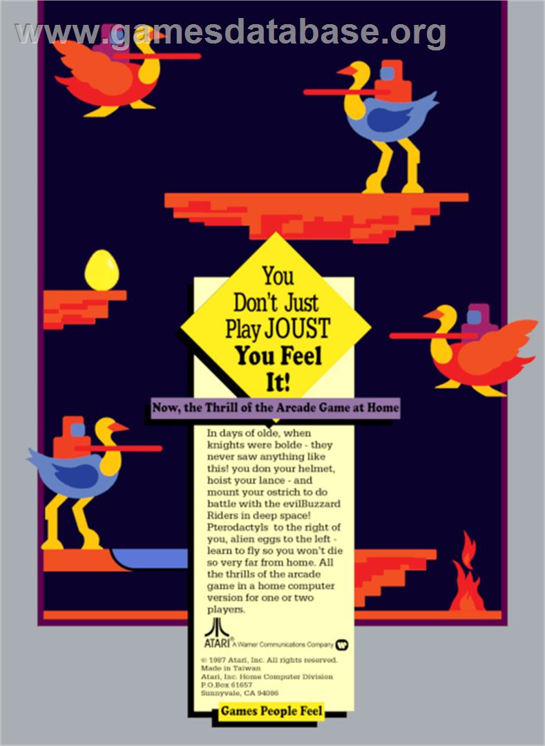 Joust - Atari 8-bit - Artwork - Box Back