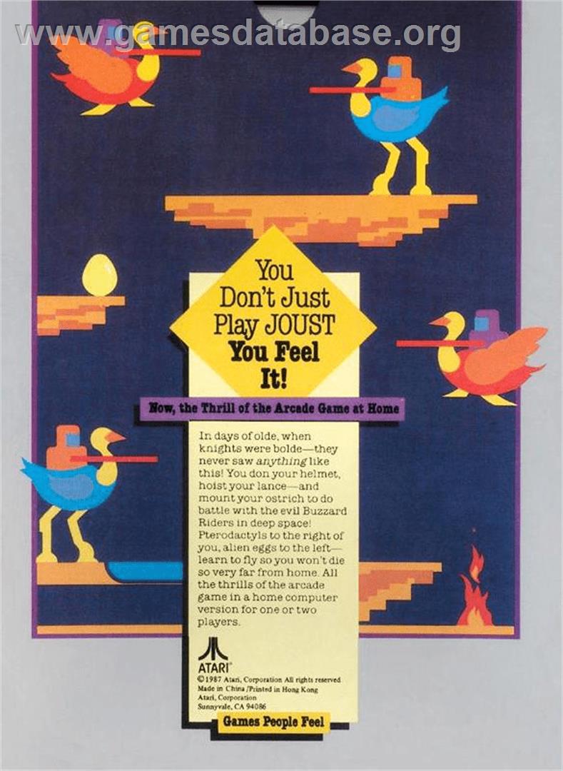 Joust - Atari 8-bit - Artwork - Box Back