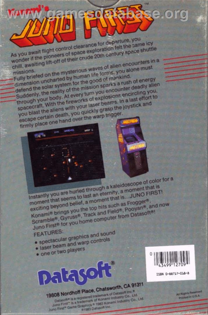 Juno First - Atari 8-bit - Artwork - Box Back