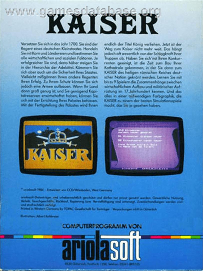Kaiser - Atari 8-bit - Artwork - Box Back