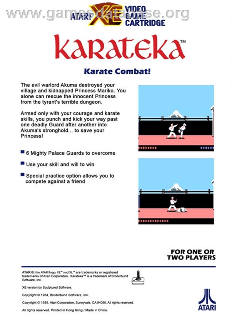 Karateka - Atari 8-bit - Artwork - Box Back