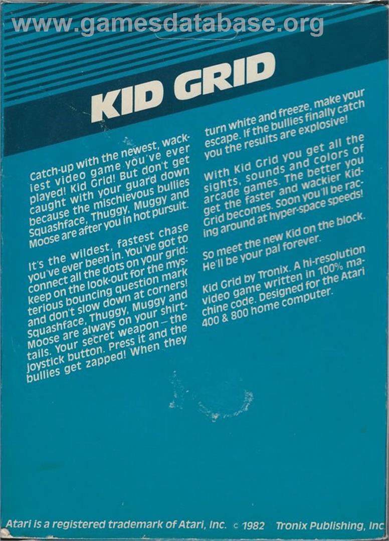Kid Grid - Atari 8-bit - Artwork - Box Back