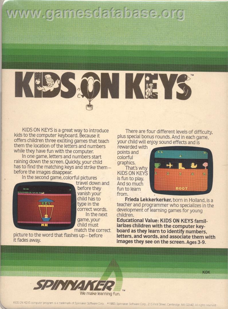 Kids On Keys - Atari 8-bit - Artwork - Box Back