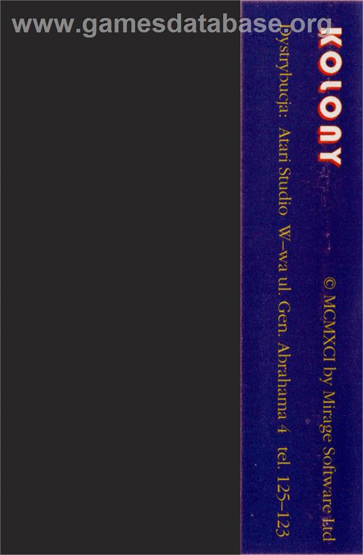 Kolony - Atari 8-bit - Artwork - Box Back