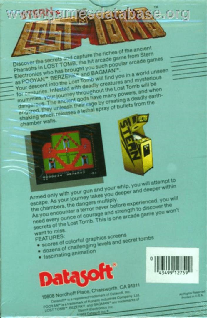 Lost Tomb - Atari 8-bit - Artwork - Box Back