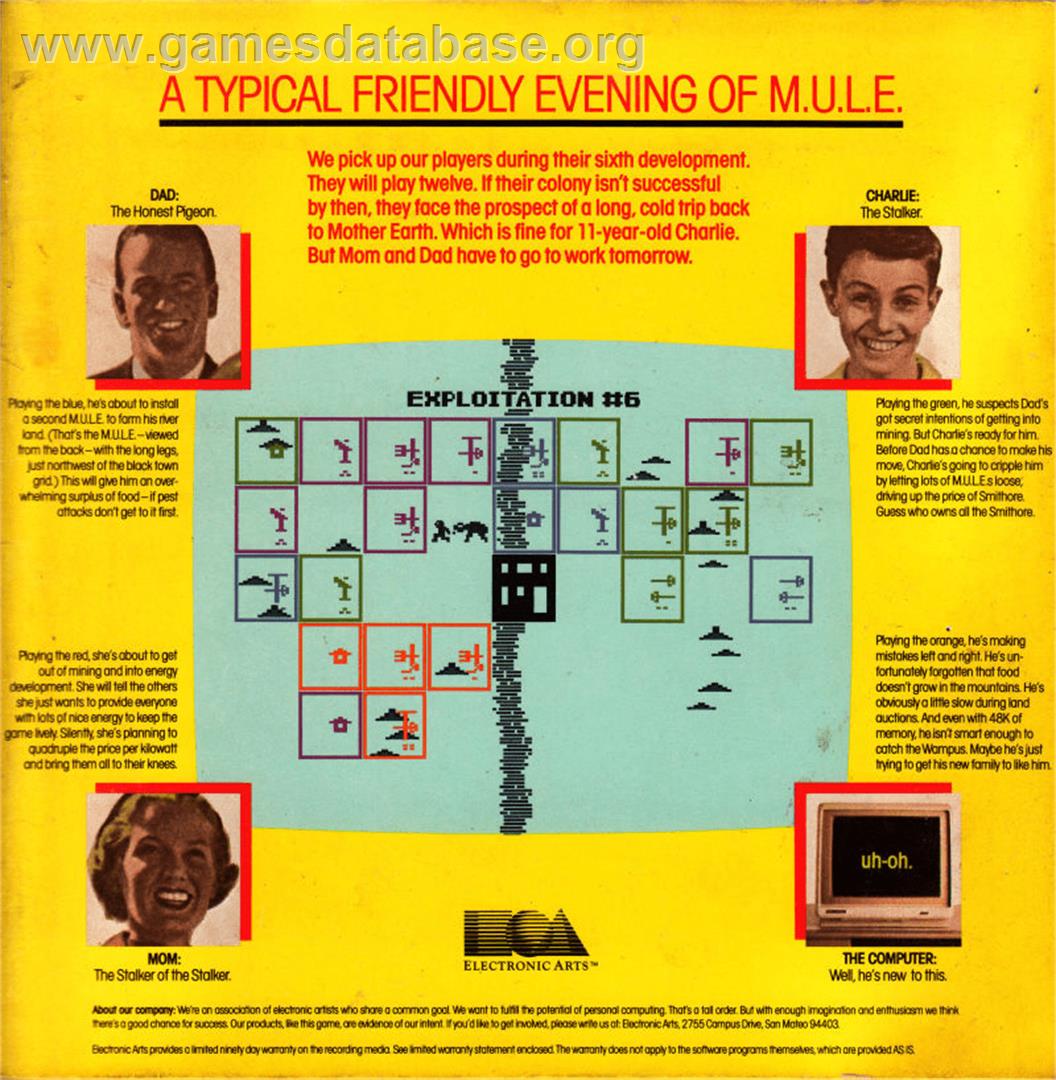 M.U.L.E. - Atari 8-bit - Artwork - Box Back