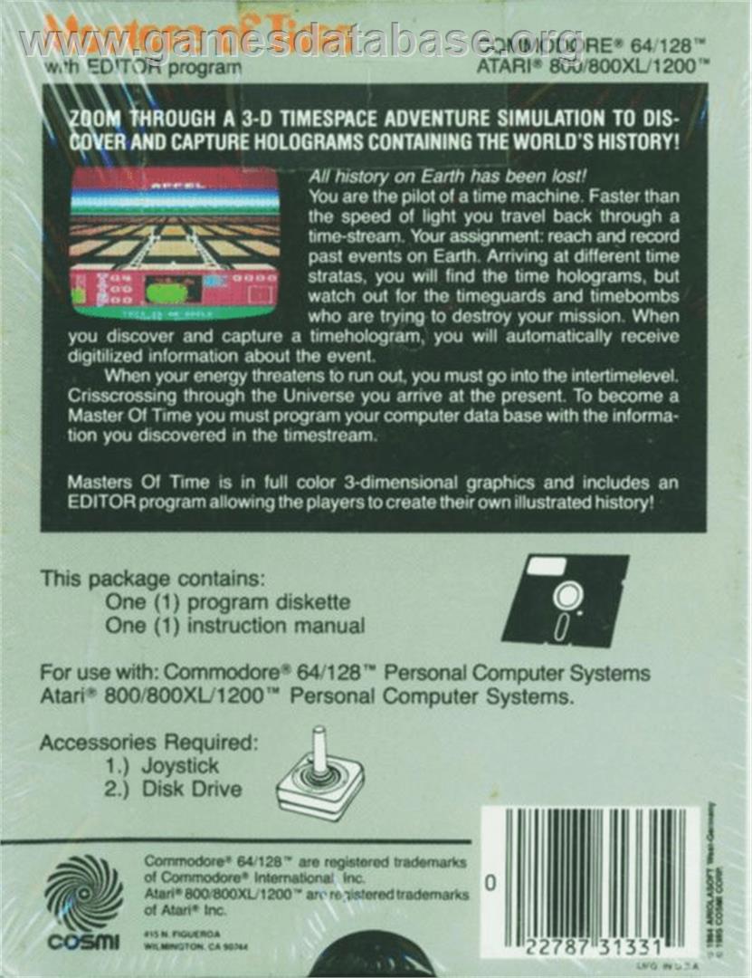 Masters Of Time - Atari 8-bit - Artwork - Box Back