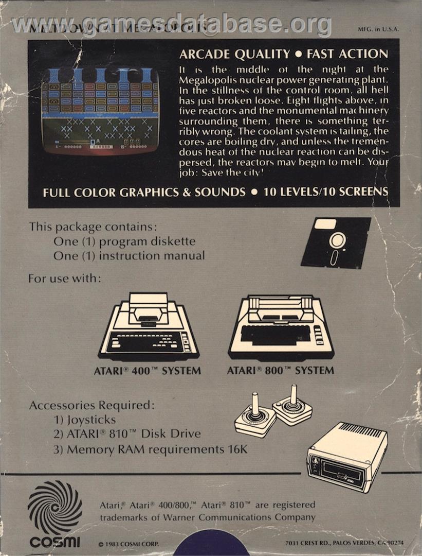 Meltdown - Atari 8-bit - Artwork - Box Back