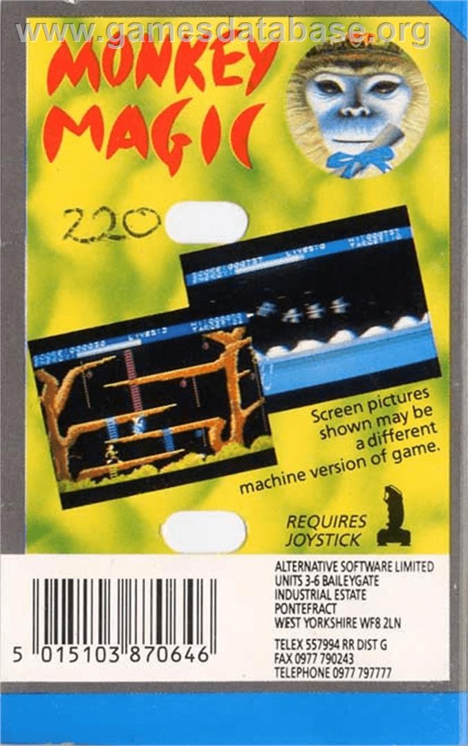 Monkey Magic - Atari 8-bit - Artwork - Box Back