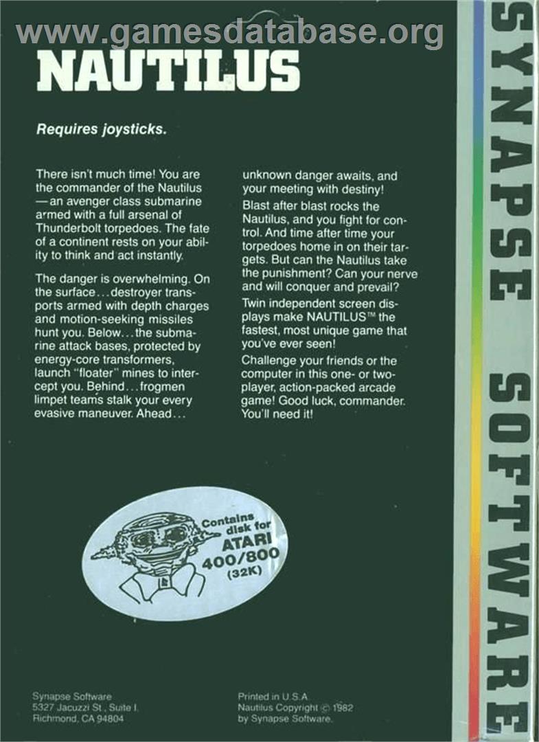 Nautilus - Atari 8-bit - Artwork - Box Back
