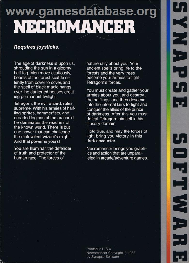 Necromancer - Atari 8-bit - Artwork - Box Back