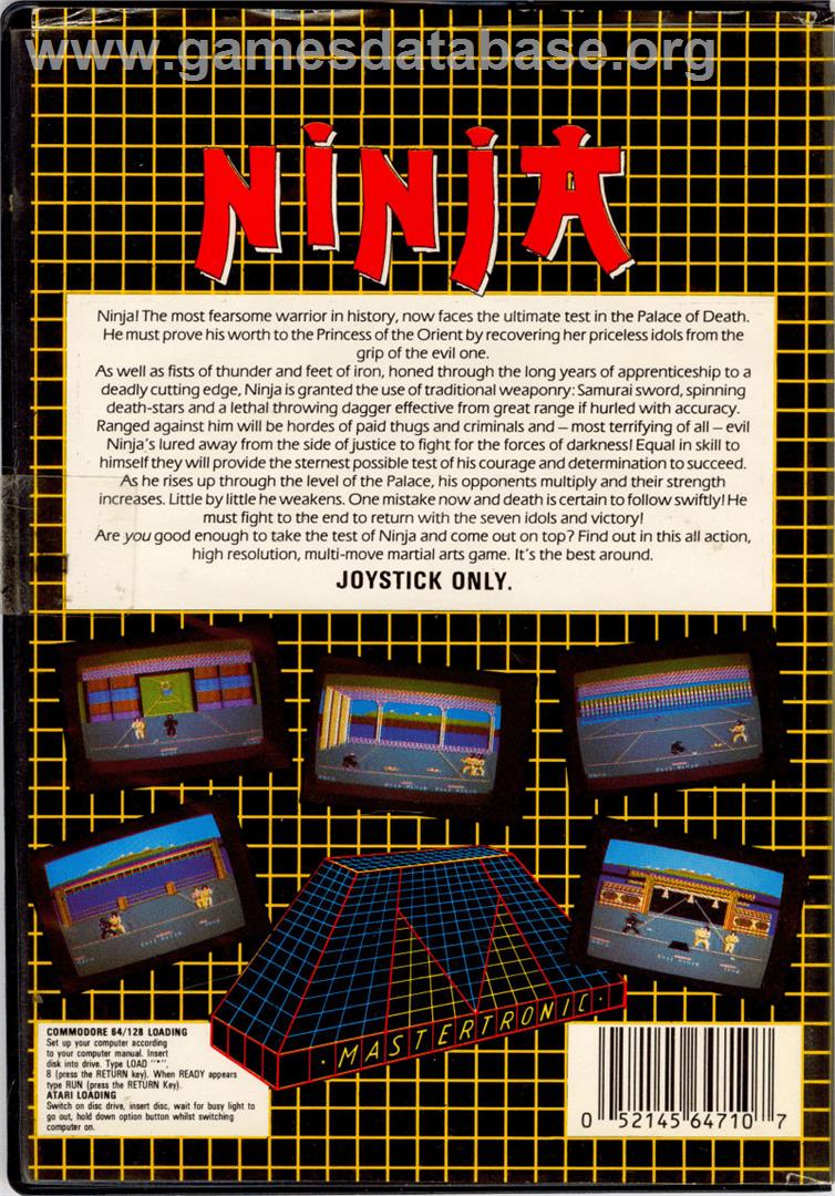 Ninja - Atari 8-bit - Artwork - Box Back