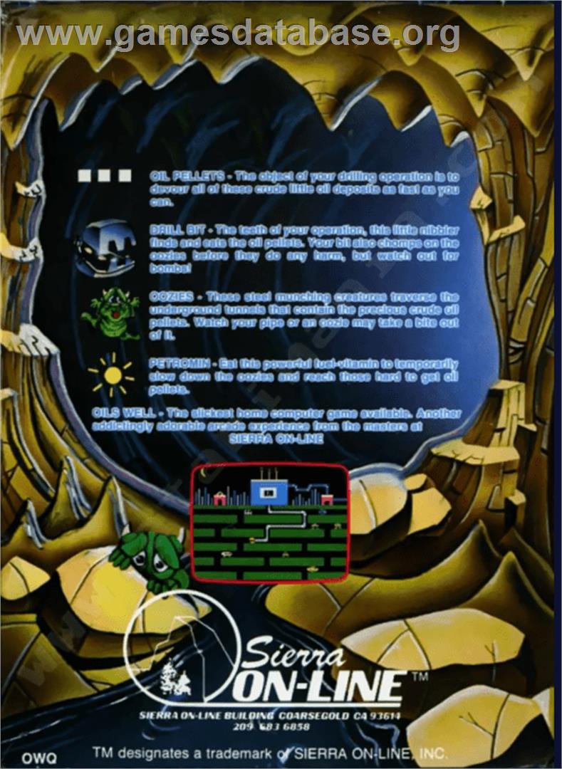 Oil's Well - Atari 8-bit - Artwork - Box Back