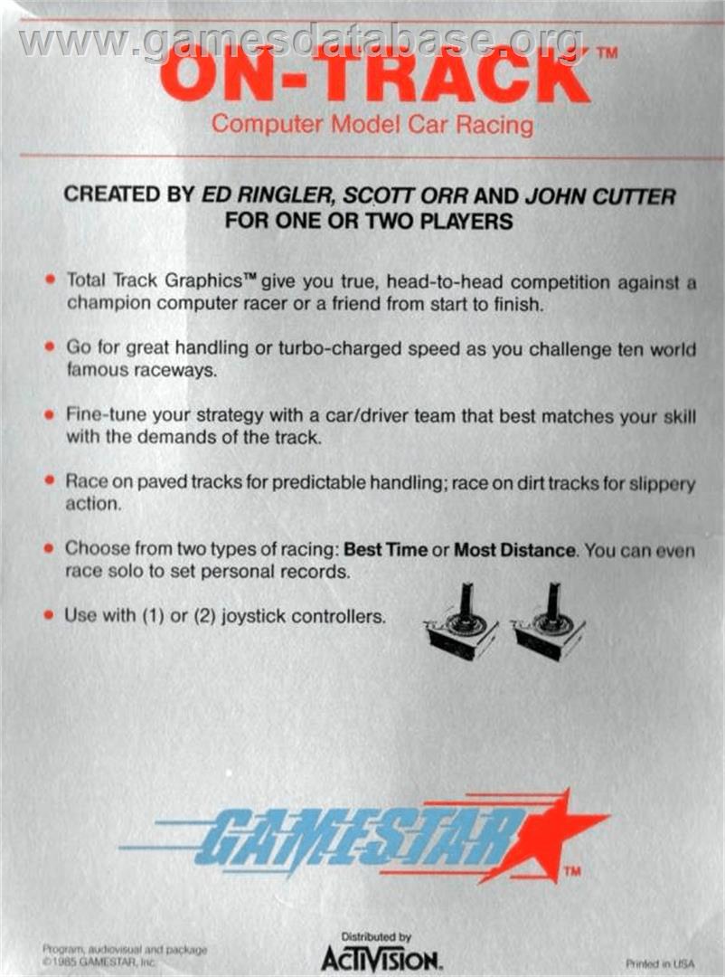 On-track - Computer Model Car Racing - Atari 8-bit - Artwork - Box Back