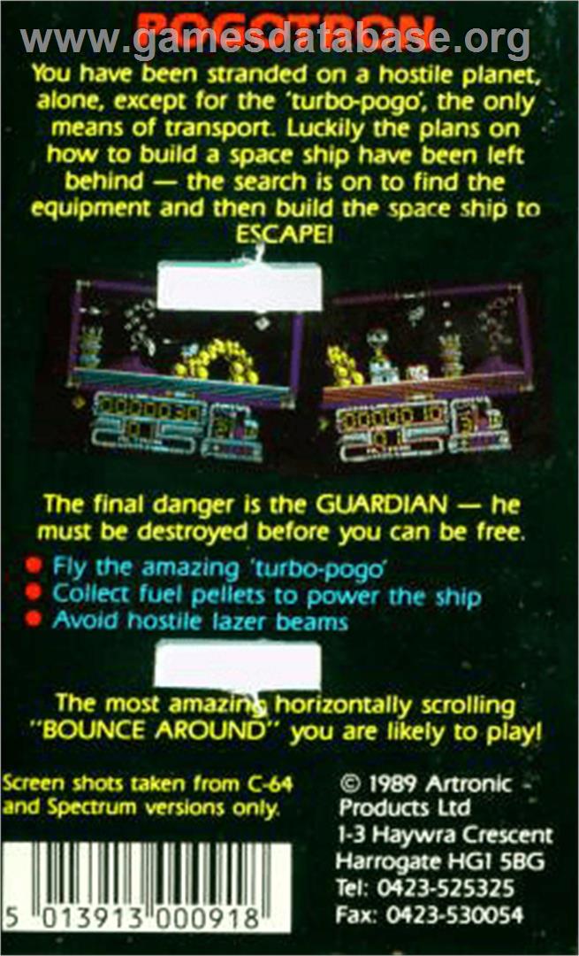 Pogotron - Atari 8-bit - Artwork - Box Back