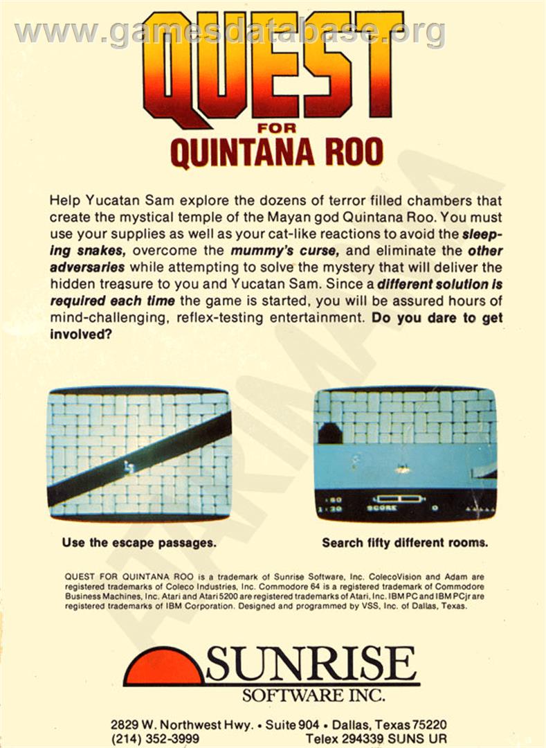 Quest for Quintana Roo - Atari 8-bit - Artwork - Box Back