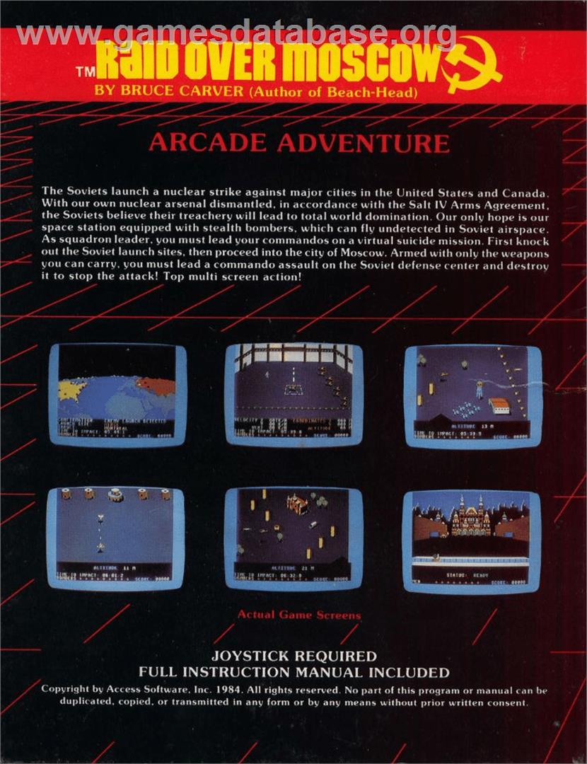 Raid Over Moscow - Atari 8-bit - Artwork - Box Back
