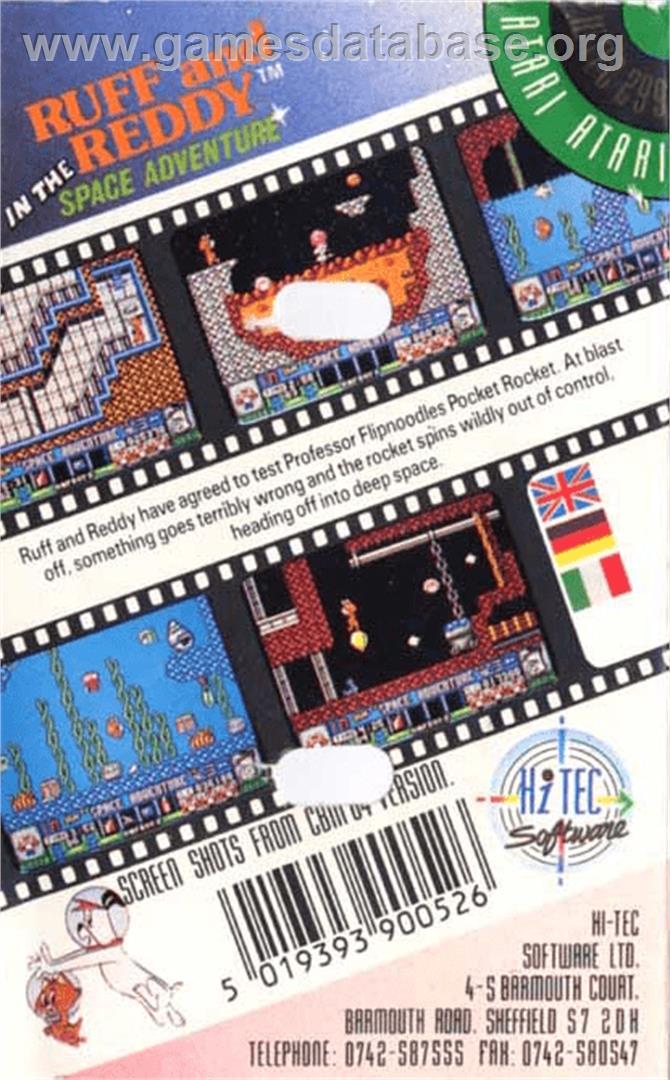 Ruff and Reddy in the Space Adventure - Atari 8-bit - Artwork - Box Back