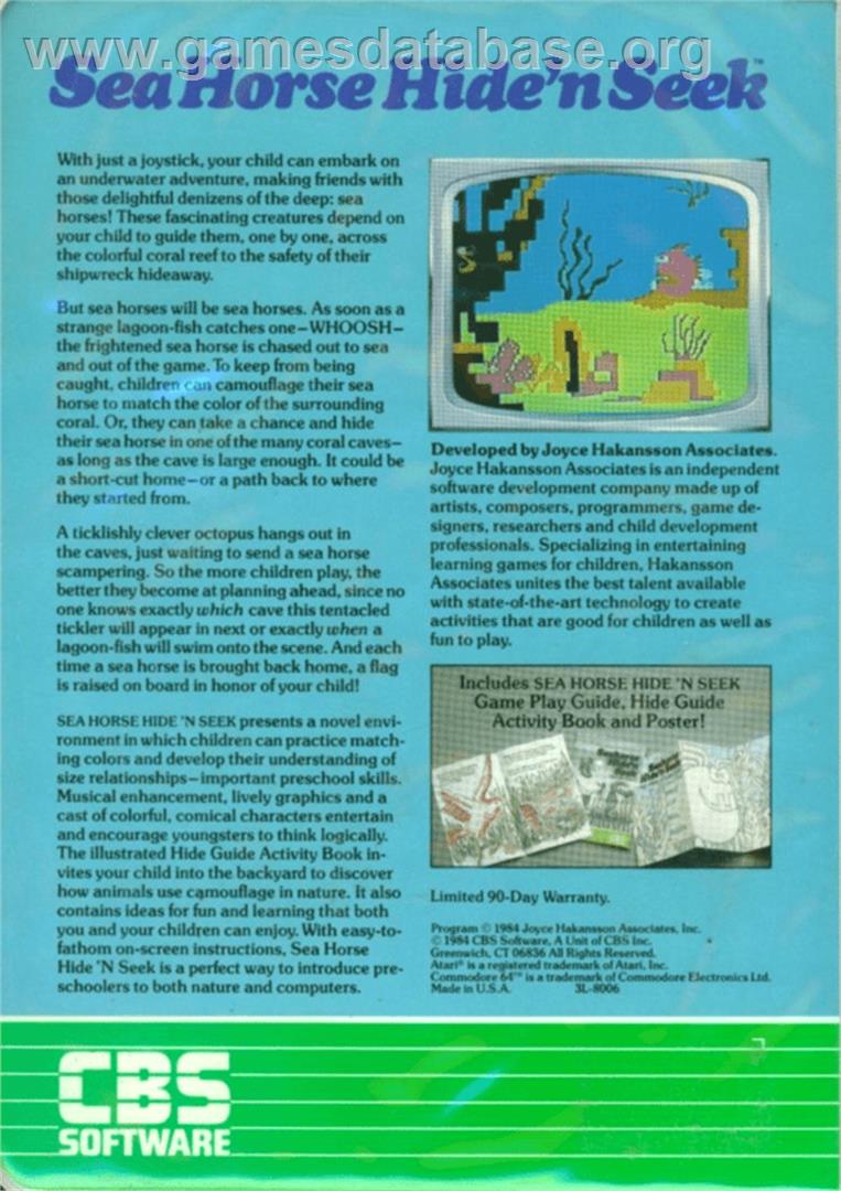 Sea Horse Hide'n Seek - Atari 8-bit - Artwork - Box Back