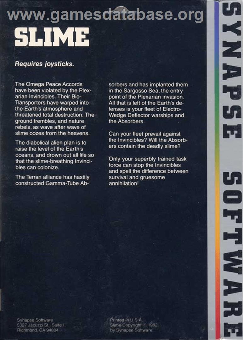 Slime - Atari 8-bit - Artwork - Box Back