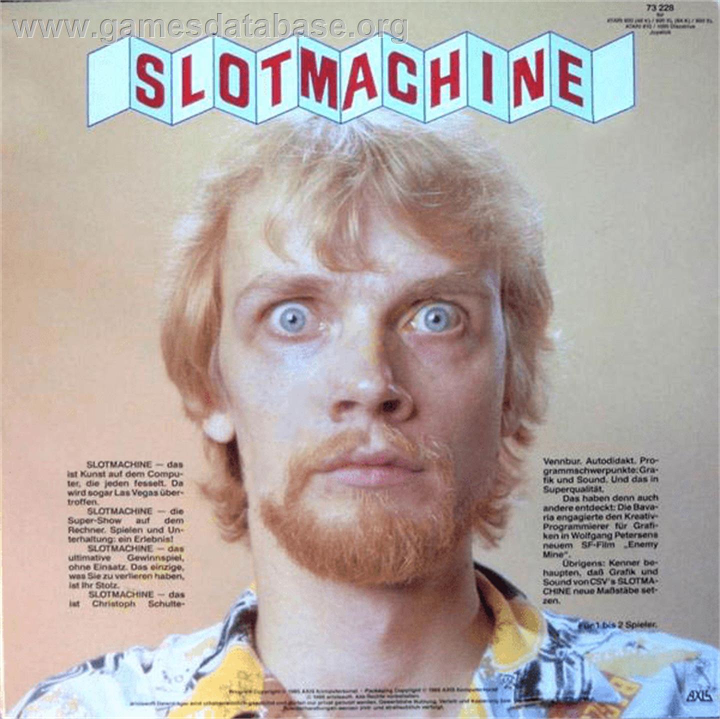 Slot-machine - Atari 8-bit - Artwork - Box Back