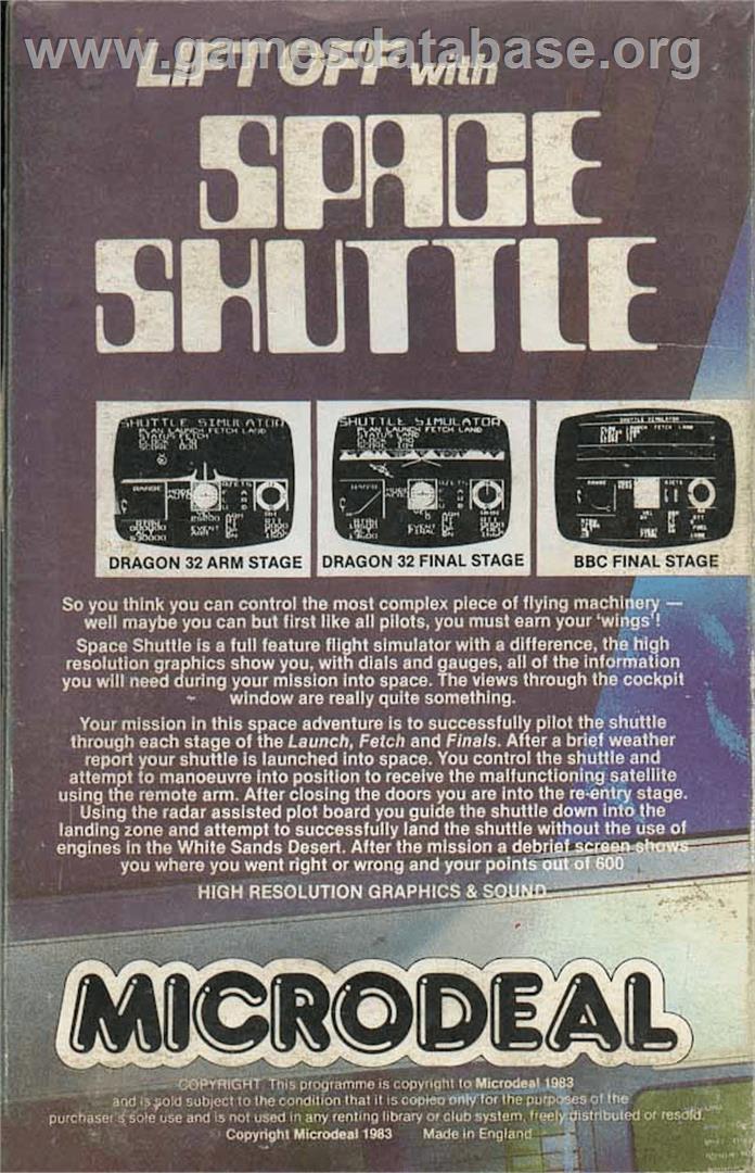 Space Shuttle - Atari 8-bit - Artwork - Box Back