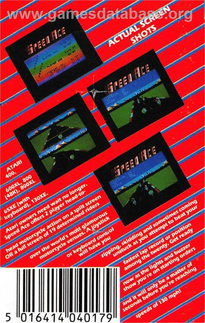 Speed Ace - Atari 8-bit - Artwork - Box Back