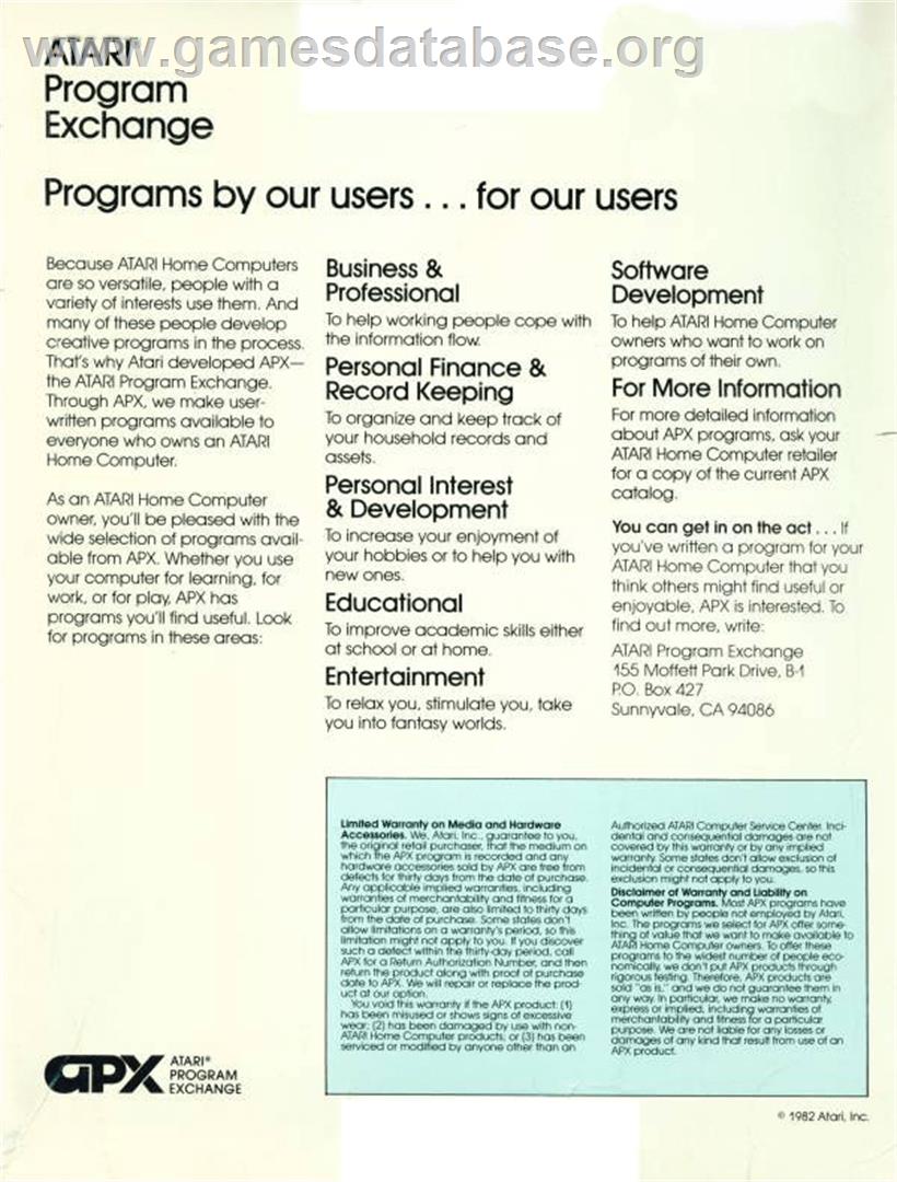 Spelling Genie - Atari 8-bit - Artwork - Box Back