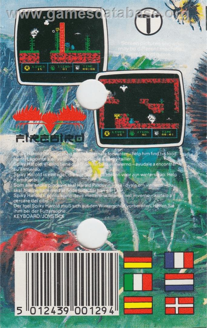 Spiky Harold - Atari 8-bit - Artwork - Box Back
