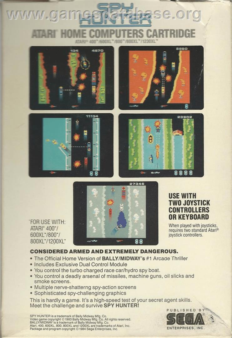Spy Hunter - Atari 8-bit - Artwork - Box Back