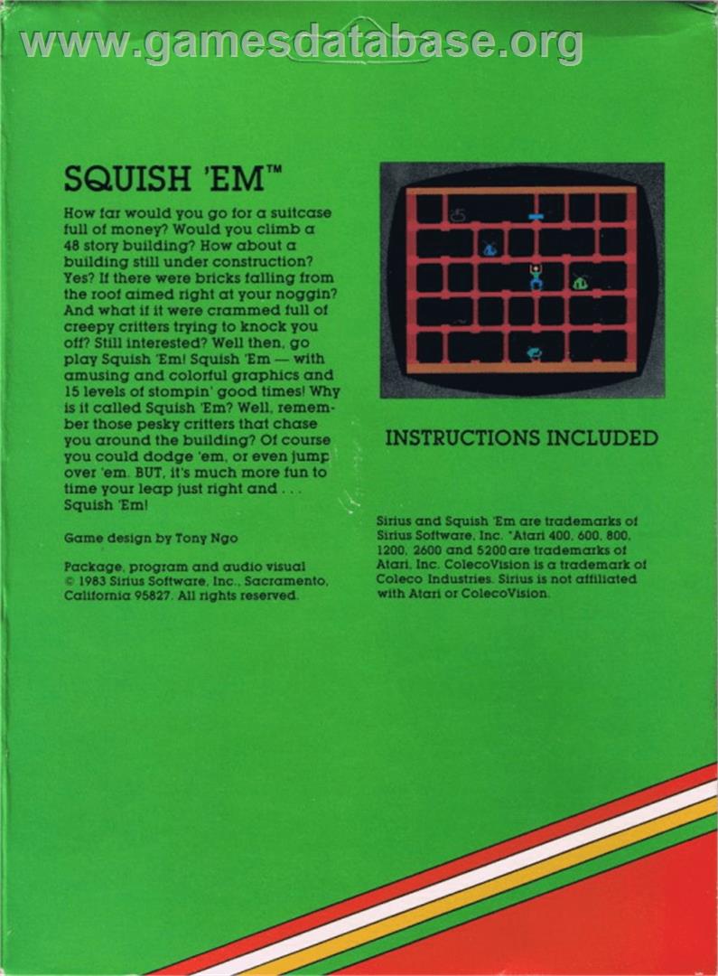 Squish'em - Atari 8-bit - Artwork - Box Back