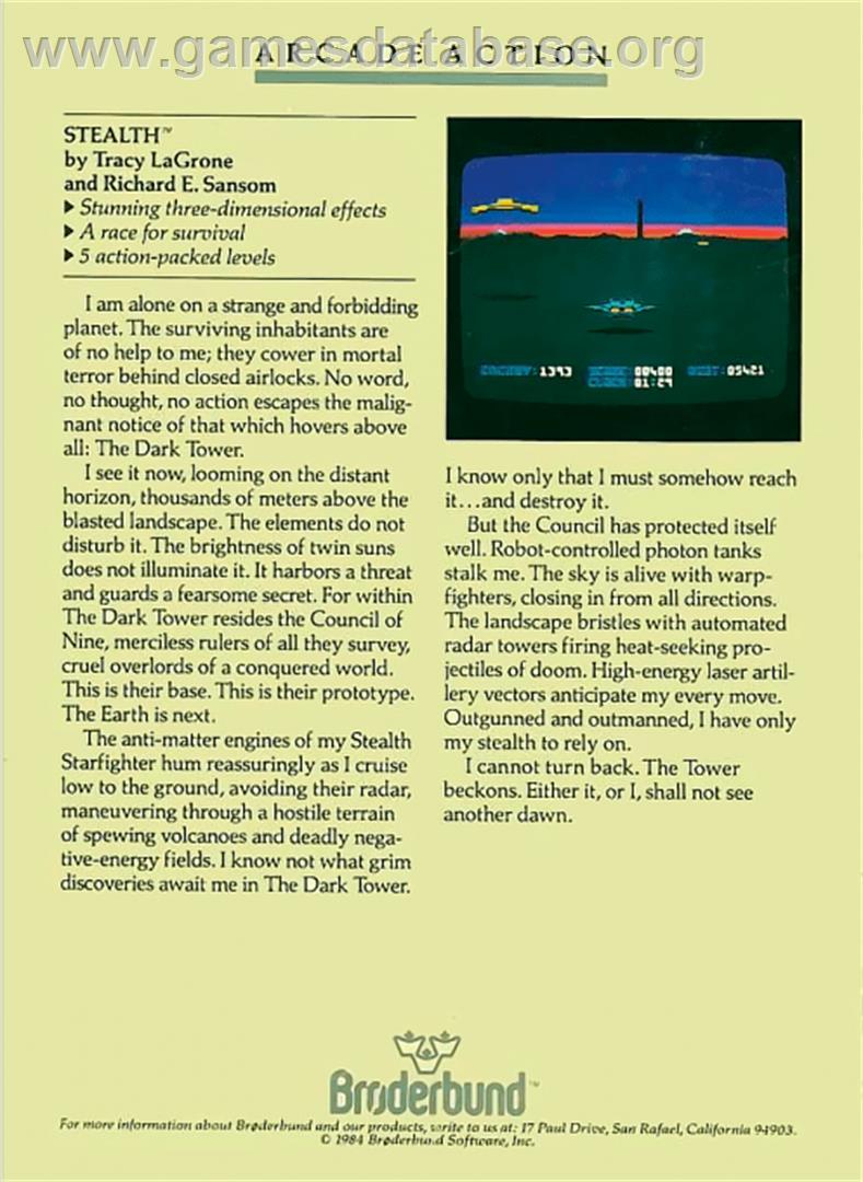 Stealth - Atari 8-bit - Artwork - Box Back