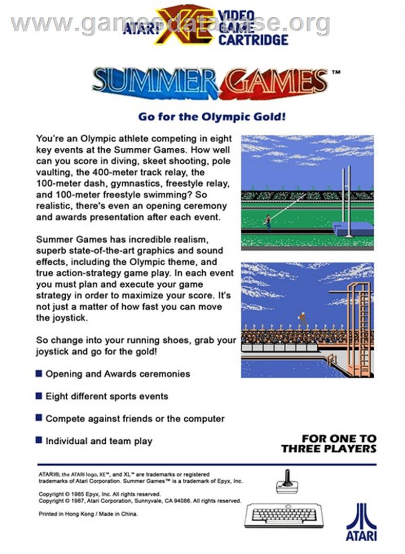 Summer Games - Atari 8-bit - Artwork - Box Back