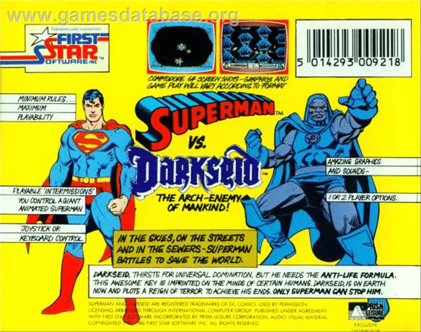Superman - The Game - Atari 8-bit - Artwork - Box Back