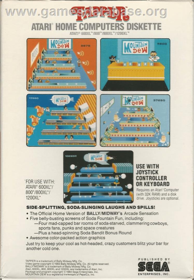Tapper - Atari 8-bit - Artwork - Box Back