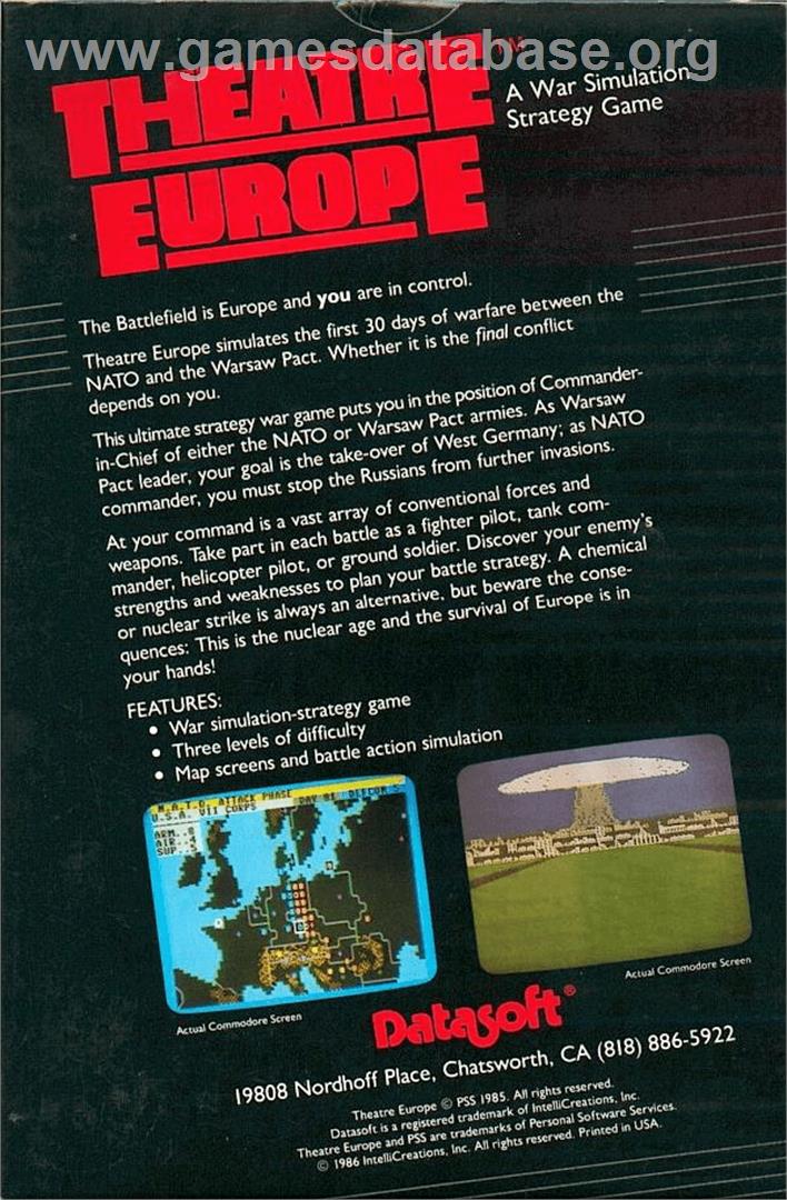 Theatre Europe - Atari 8-bit - Artwork - Box Back