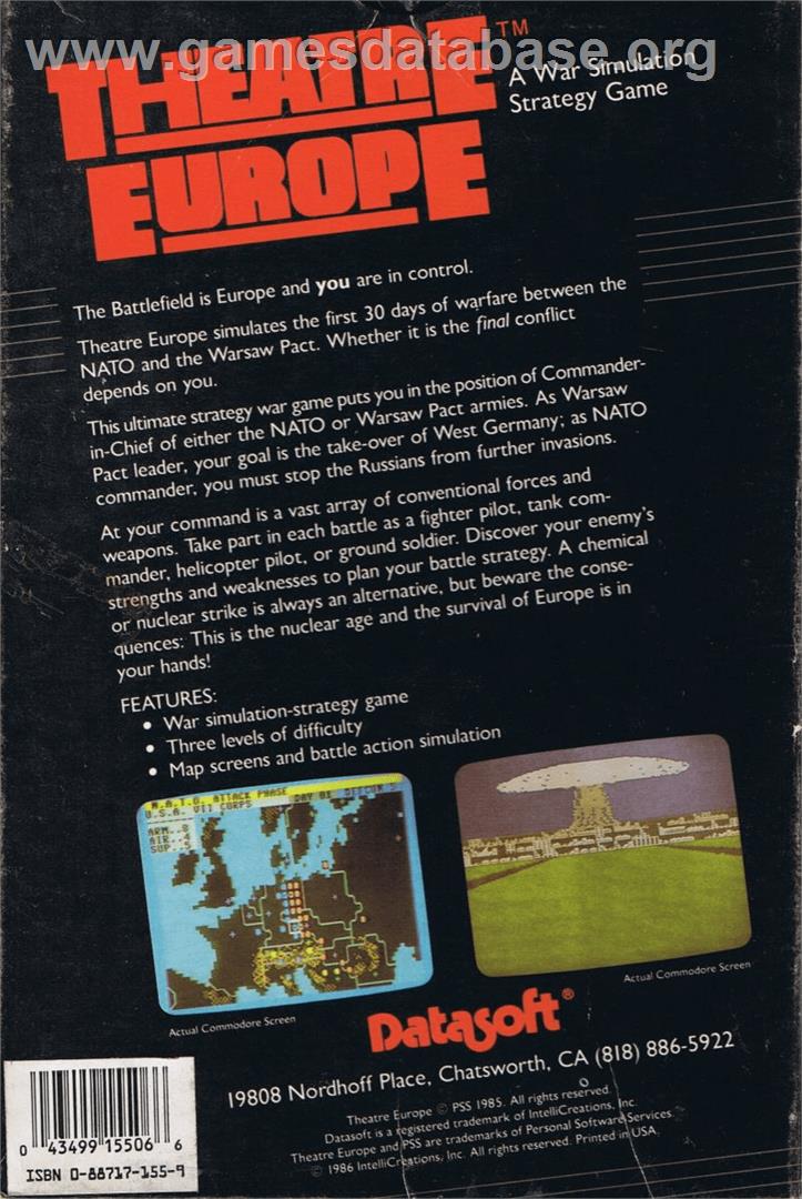 Theatre Europe - Atari 8-bit - Artwork - Box Back