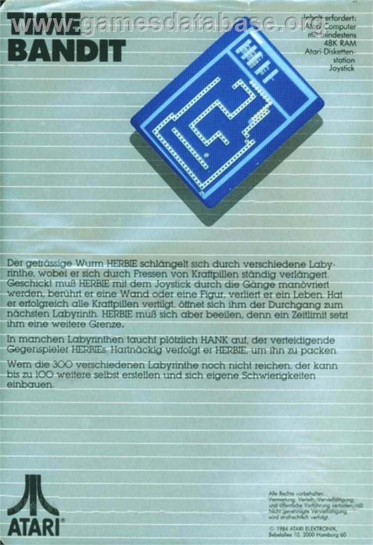 Time Bandit - Atari 8-bit - Artwork - Box Back