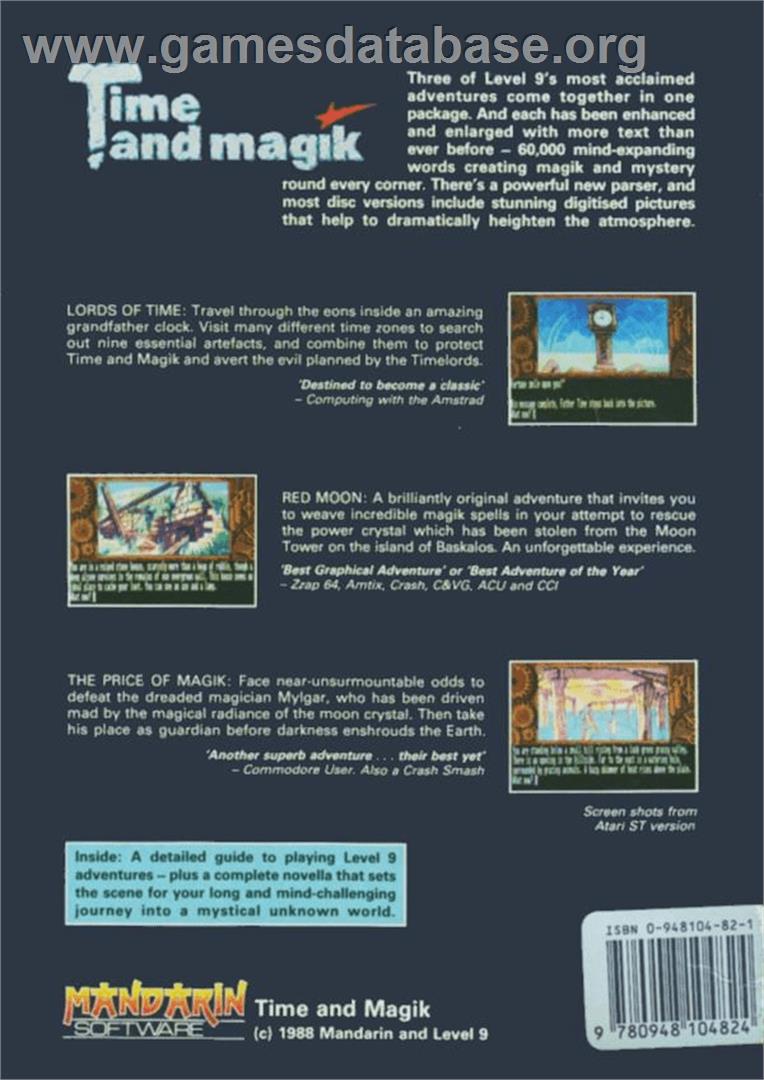 Time and Magik: The Trilogy - Atari 8-bit - Artwork - Box Back