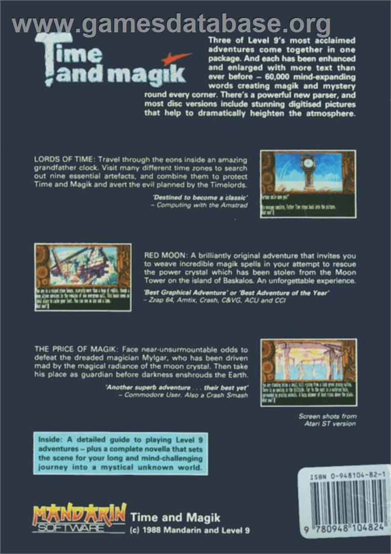 Time and Magik - The Trilogy - Atari 8-bit - Artwork - Box Back