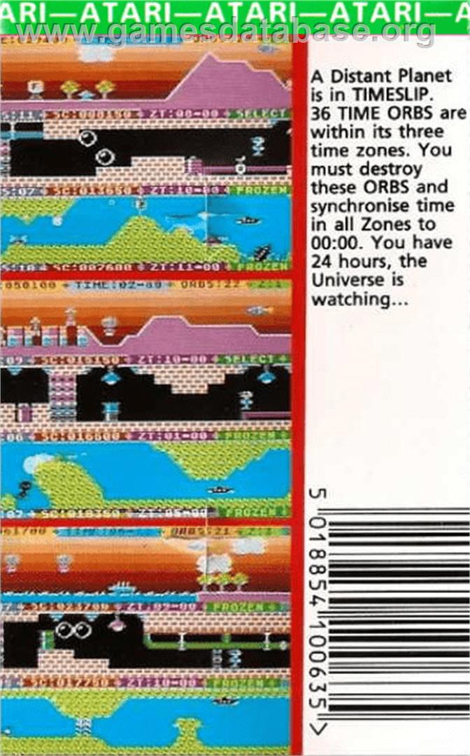 Timeslip - Atari 8-bit - Artwork - Box Back