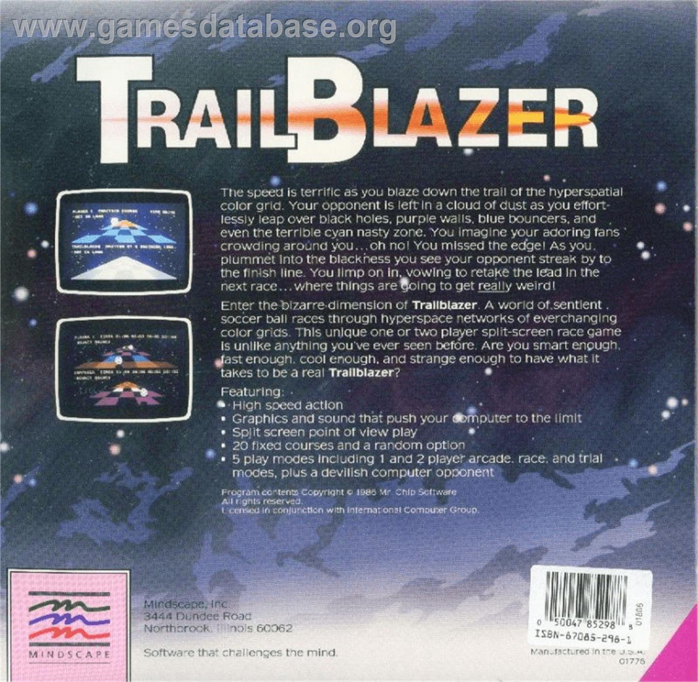 Trail Blazer - Atari 8-bit - Artwork - Box Back